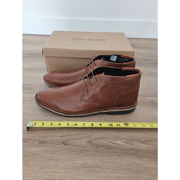 Steve Madden Men\'s Harken Leather Chukka Boots Cognac Size 16